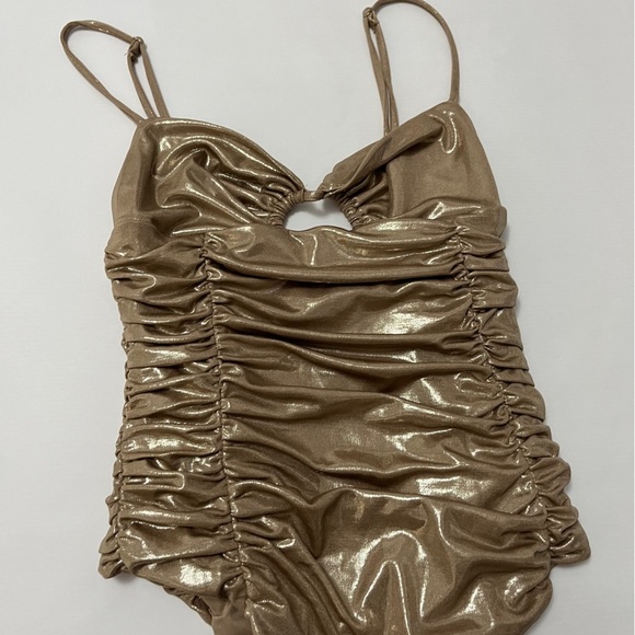 brand new- Zara metallic gold bodysuit - size small - Picture 3 of 11